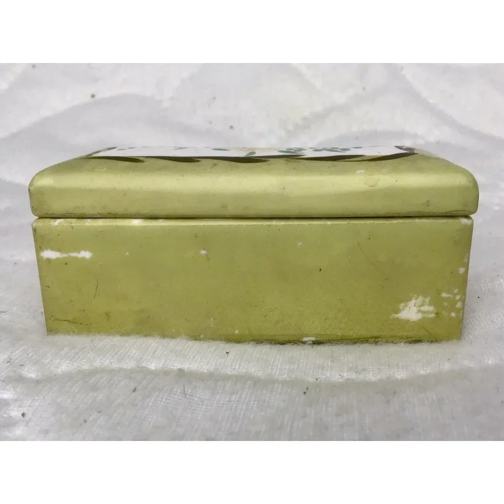 Vintage ELFINWARE Set Of 4 Hand-Painted Porcelain TRINKET BOXES Green With Rose